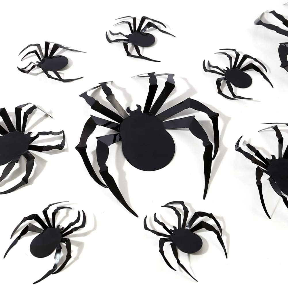 Halloween Decorations Spider Stickers - 70pcs DIY 3D Home Party Supplies Plastic Spider Wall Decor 4 Different Sizes Realistic Horror Spider Set Suitable for Indoor Walls Windows Rooms Outdoor