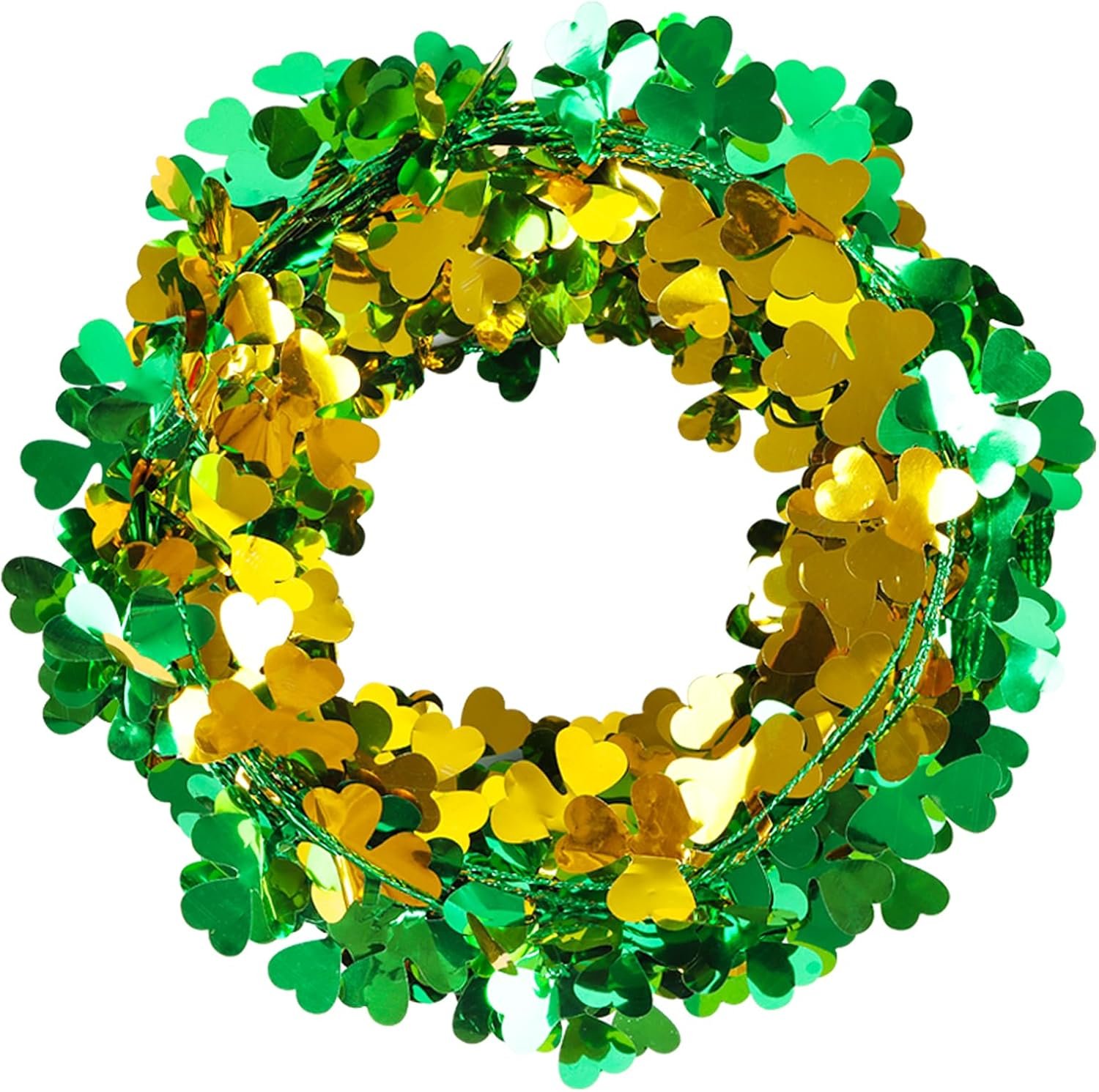 FOIMAS 3pcs Shamrock Wire Tinsel Garland,73.8ft St Patrick's Day Shamrock Tinsel Garland for St Patrick's Day Wreath Home DIY Craft Decoration Supply Door Windows Walls Green Gold