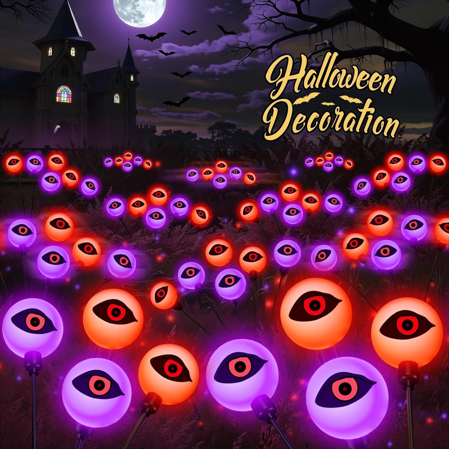 ELECLINK Halloween Decorations Outdoor Solar Lights, 6 Pack 36LEDs Scary Halloween Lights, Waterproof Swaying by Wind Spooky Solar Eyeballs Light for Yard Garden Grave Cemetery Halloween Decor