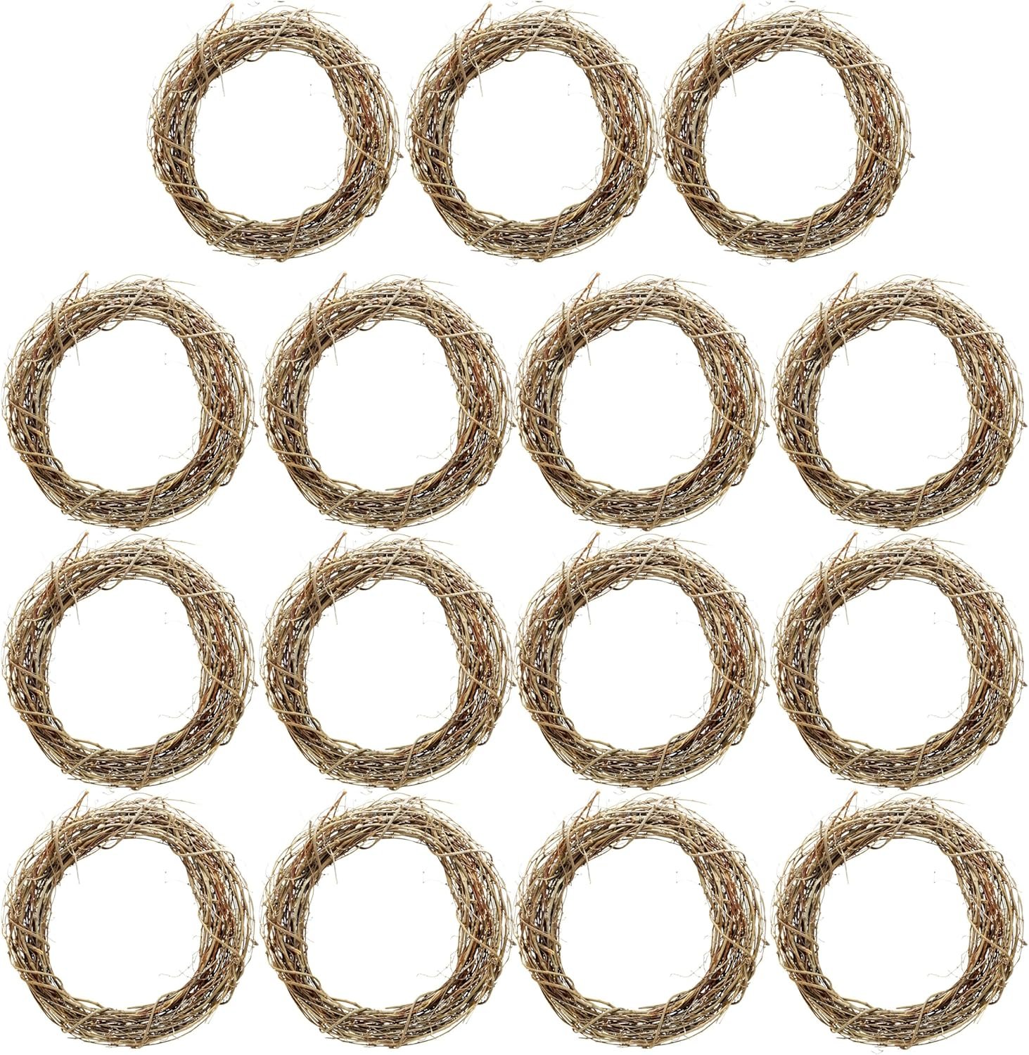 Ashland 18" Natural Grapevine Wreath - Ready-to-Decorate Rustic Home Decor for Weddings, Birthdays, Parties, and Holidays - Bulk 15 Pack